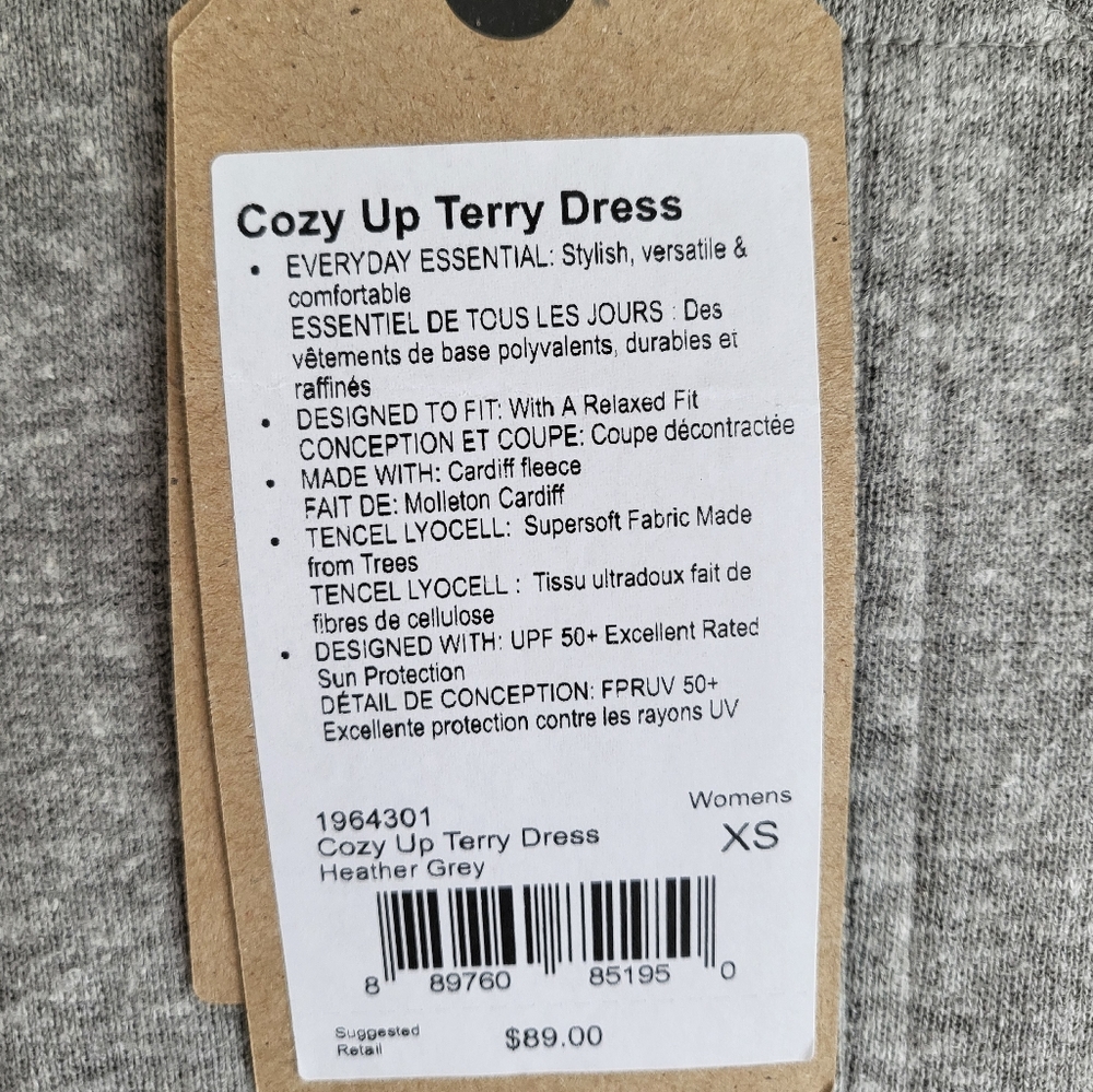 NWT prAna Cozy Up Terry Dress UPF 50+ Sun Protection size XS - Picture 7 of 10